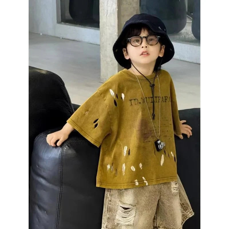 Summer Outfit New Perforated Denim Shorts Children's Clothing - Boys Summer & Party Dresses - Baby's World (view 2)