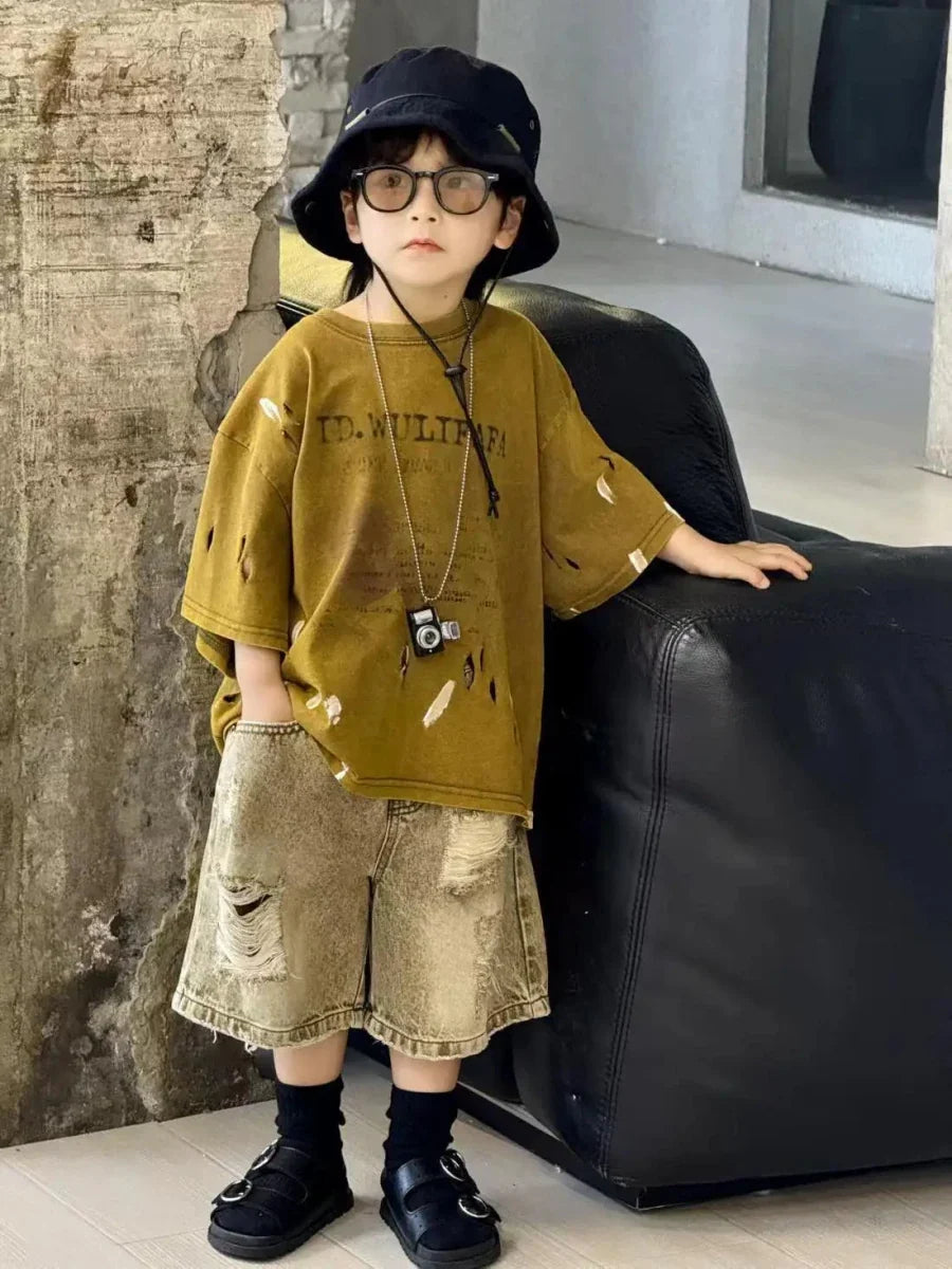 Summer Outfit New Perforated Denim Shorts Children's Clothing - Boys Summer & Party Dresses - Baby's World (view 17)