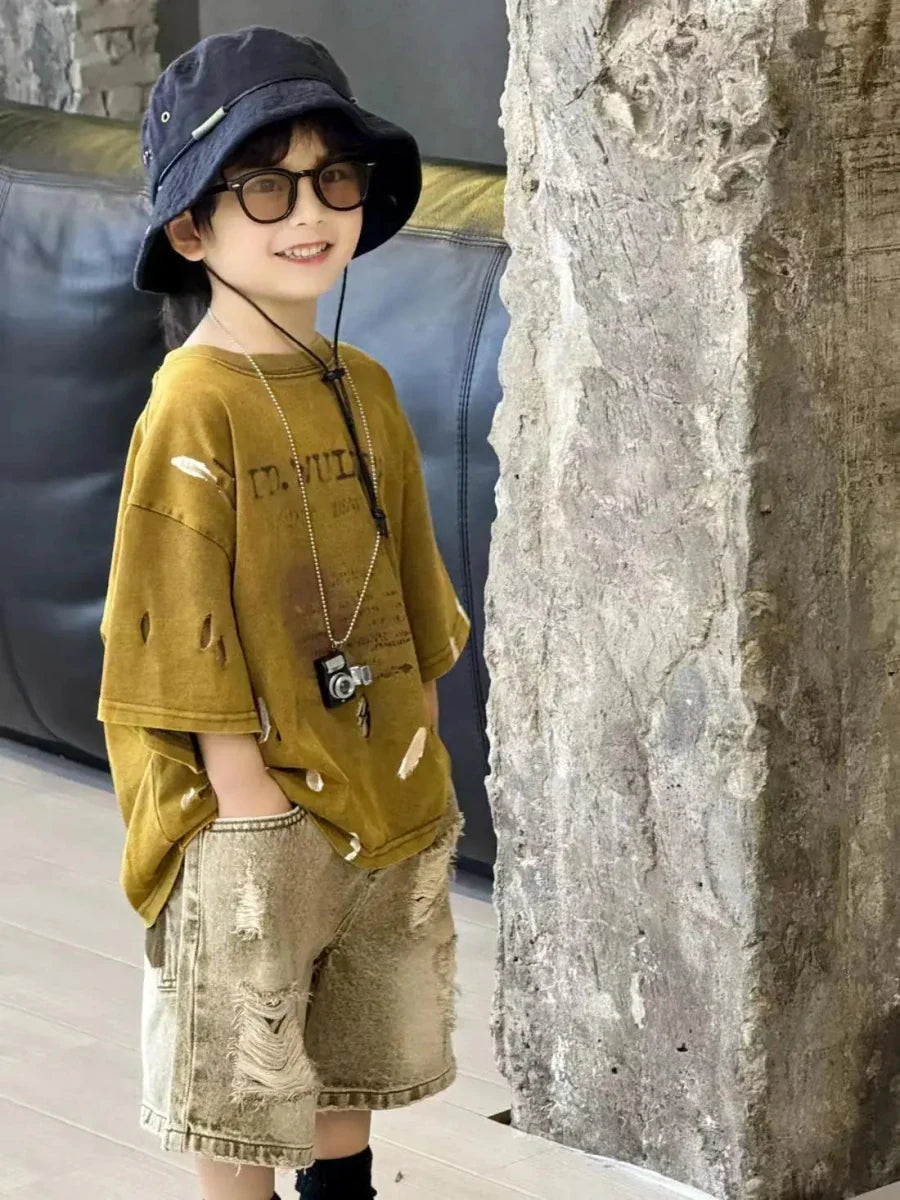 Summer Outfit New Perforated Denim Shorts Children's Clothing - Boys Summer & Party Dresses - Baby's World (view 13)