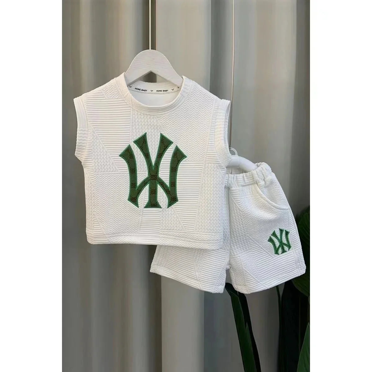 Summer Sport Casual Suit Baby Boys Clothes Kids Outfits Sleeveless T-Shirt Tops And Pants 2PCS Embroidery Clothing Girls