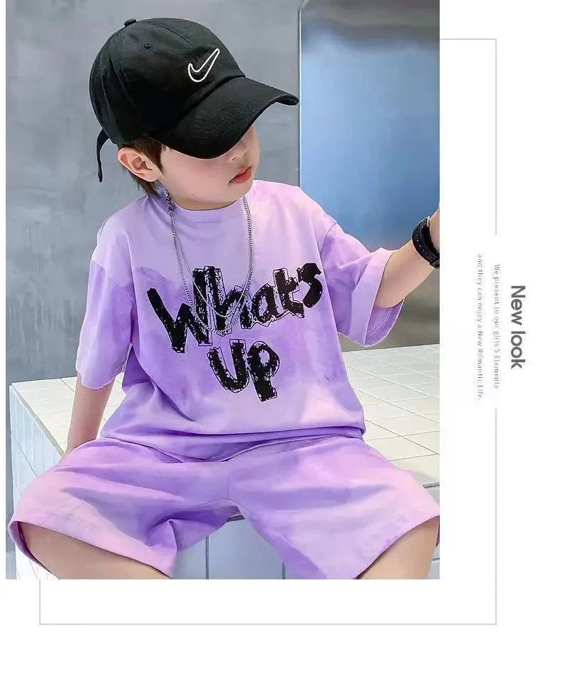 Teenage Boy Set kid clothing Suit Cotton Summer Outing Clothes Top Shorts 2PCS Clothing for Children's - Boys Summer & Party