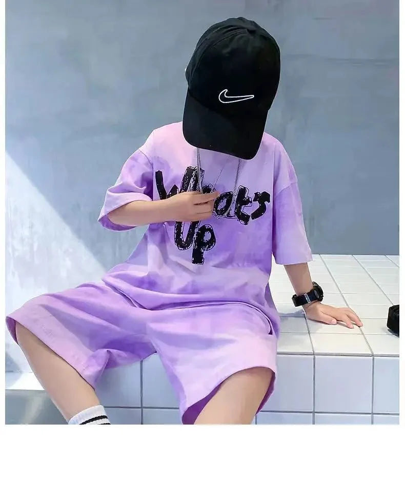 Teenage Boy Set kid clothing Suit Cotton Summer Outing Clothes Top Shorts 2PCS Clothing for Children's - Boys Summer & Party