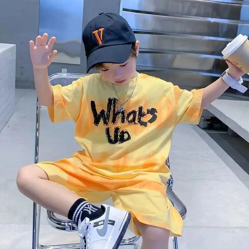 Teenage Boy Set kid clothing Suit Cotton Summer Outing Clothes Top Shorts 2PCS Clothing for Children's - Boys Summer & Party
