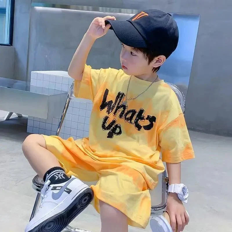 Teenage Boy Set kid clothing Suit Cotton Summer Outing Clothes Top Shorts 2PCS Clothing for Children's - Boys Summer & Party