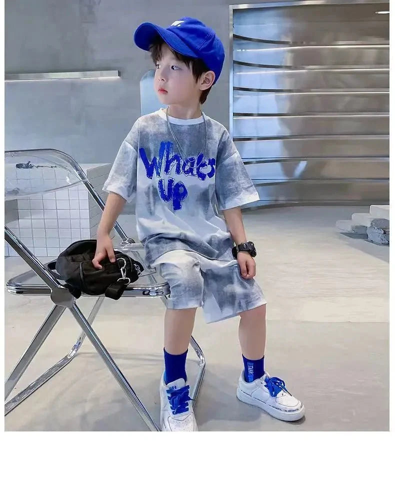 Teenage Boy Set kid clothing Suit Cotton Summer Outing Clothes Top Shorts 2PCS Clothing for Children's - Boys Summer & Party