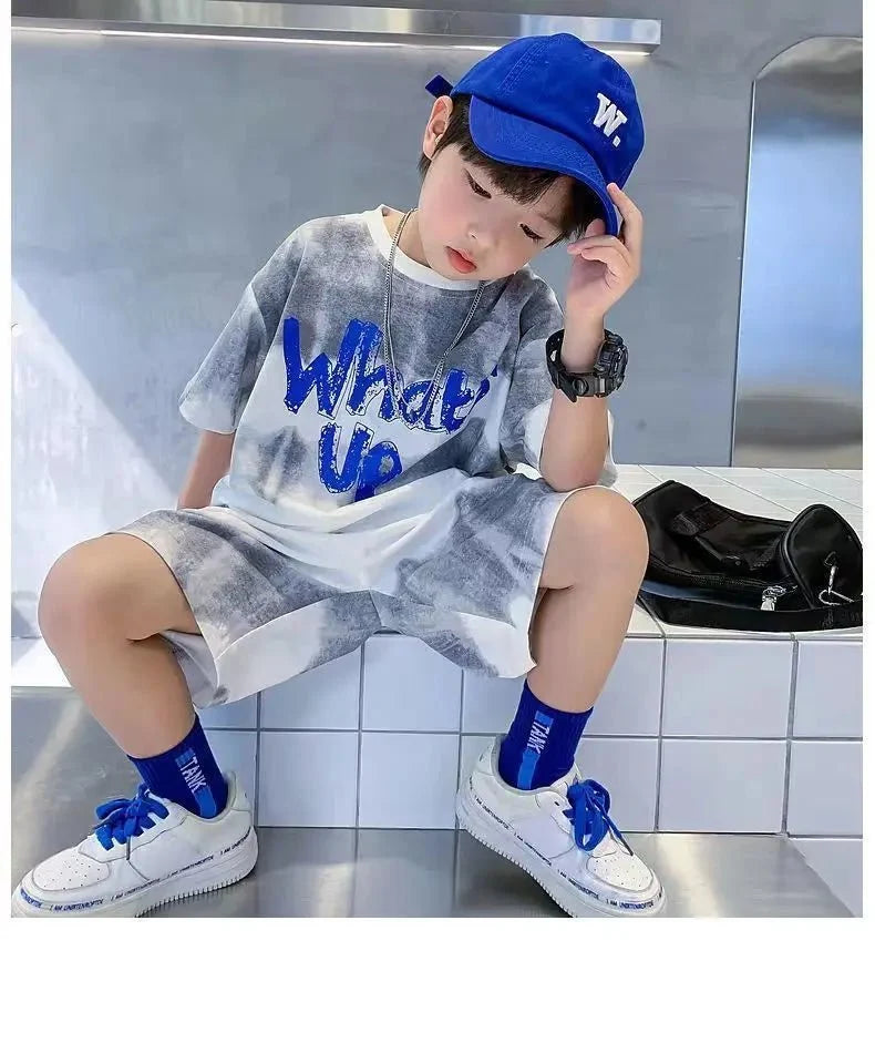 Teenage Boy Set kid clothing Suit Cotton Summer Outing Clothes Top Shorts 2PCS Clothing for Children's - Boys Summer & Party