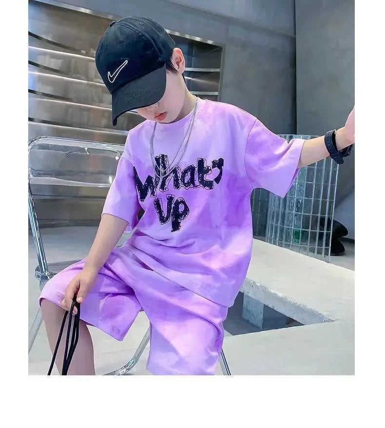 Teenage Boy Set kid clothing Suit Cotton Summer Outing Clothes Top Shorts 2PCS Clothing for Children's - Boys Summer & Party