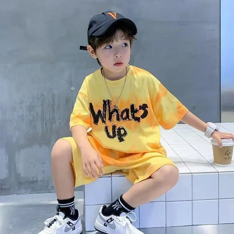 Teenage Boy Set kid clothing Suit Cotton Summer Outing Clothes Top Shorts 2PCS Clothing for Children's - Boys Summer & Party