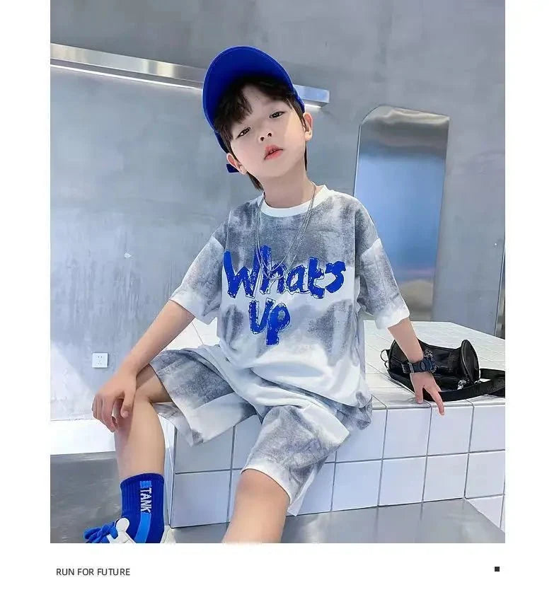 Teenage Boy Set kid clothing Suit Cotton Summer Outing Clothes Top Shorts 2PCS Clothing for Children's - Boys Summer & Party