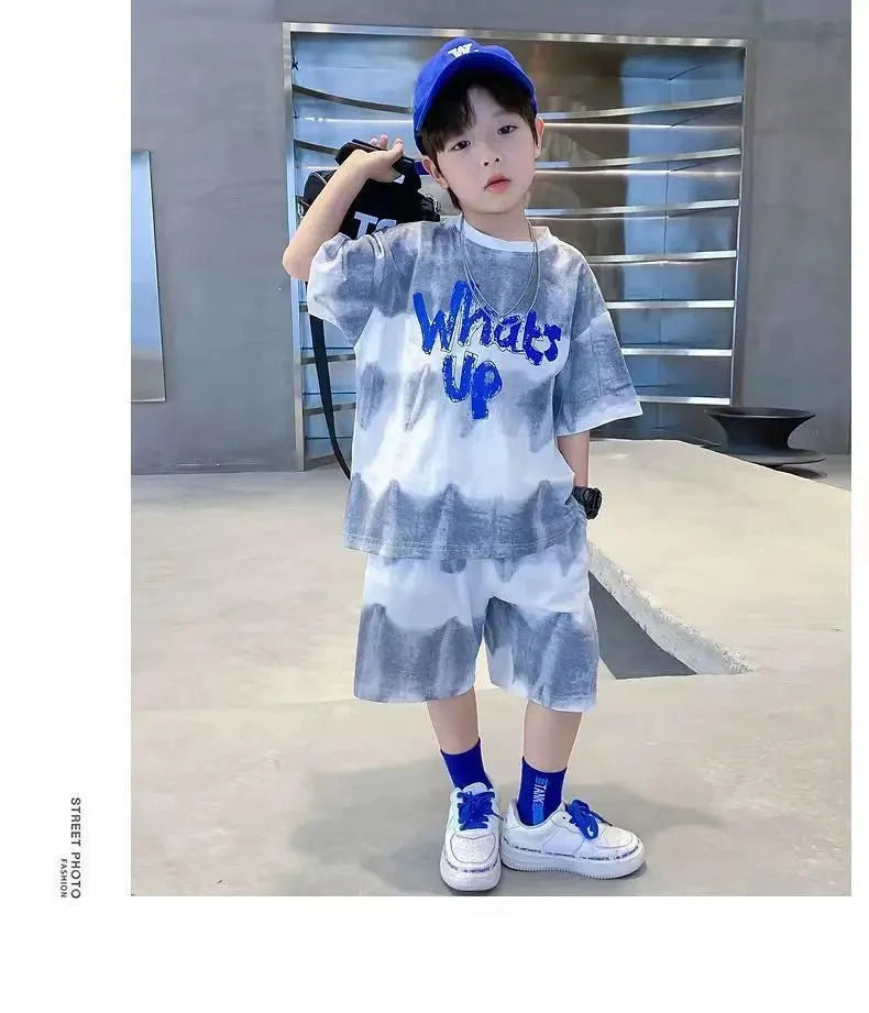 Teenage Boy Set kid clothing Suit Cotton Summer Outing Clothes Top Shorts 2PCS Clothing for Children's - Boys Summer & Party