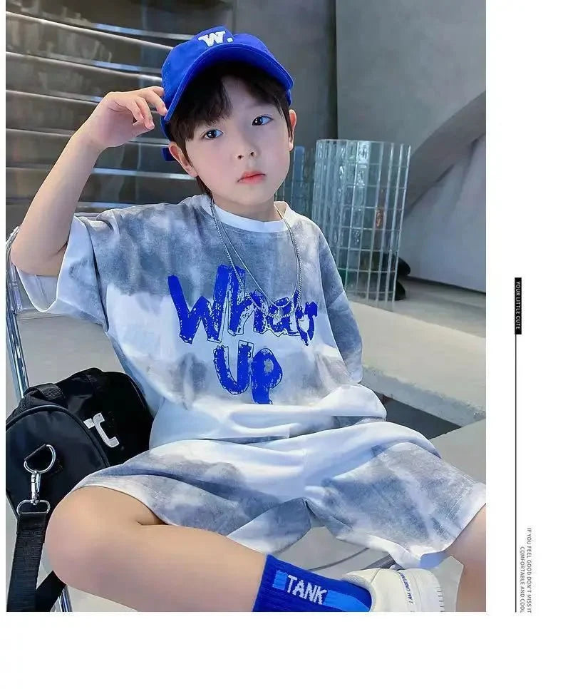 Teenage Boy Set kid clothing Suit Cotton Summer Outing Clothes Top Shorts 2PCS Clothing for Children's - Boys Summer & Party