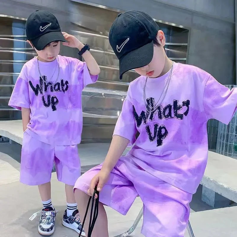 Teenage Boy Set kid clothing Suit Cotton Summer Outing Clothes Top Shorts 2PCS Clothing for Children's - Boys Summer & Party