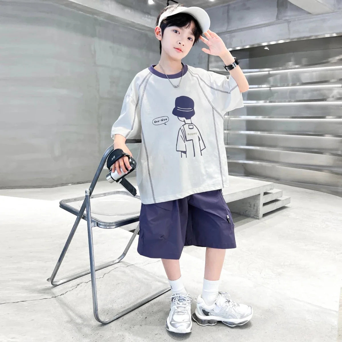 Teenage Summer Tracksuit for Boy with Shorts Tshirt 2 Piece Top and Bottom Clothes Set Kids Child Casual Cotton Outfit Suit