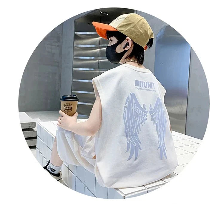 Teenage Summer Tracksuit for Boy with Shorts Tshirt 2 Piece Top and Bottom Clothes Set Kids Child Casual Cotton Outfit Suit