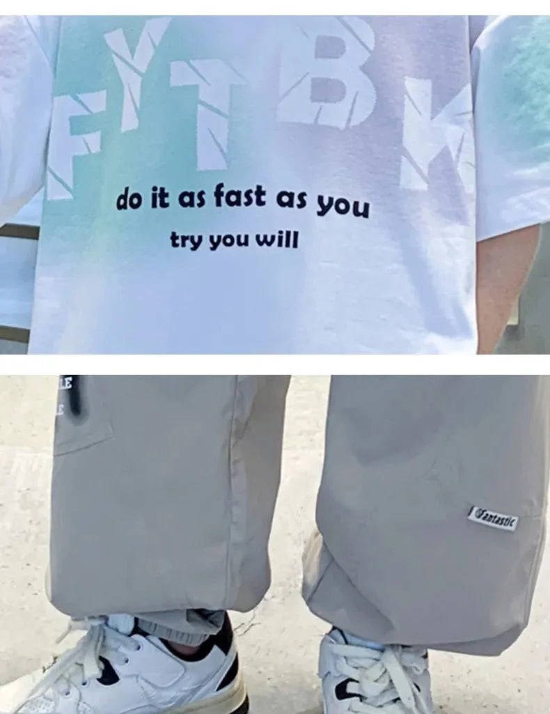 Teenager Boys Clothes Casual Outfit Kids Gradient Tracksuit Child t shirt + ankle tie pant - Boys Summer & Party Dresses