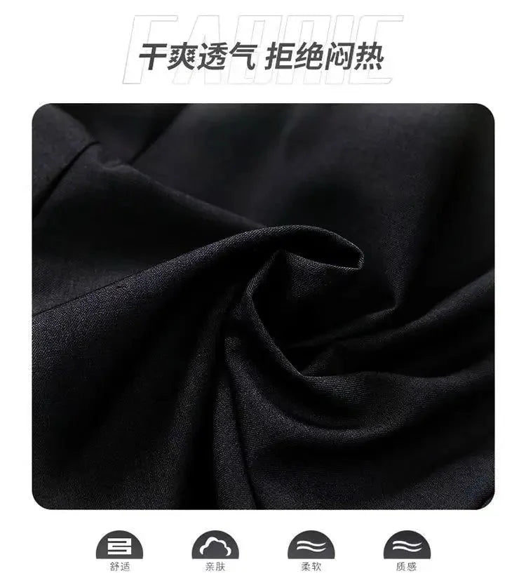 Teens Boys Summer Set Children's Wear Thin 2025 New Handsome British Style Boy White Cotton Short Sleeved Shirt+Black
