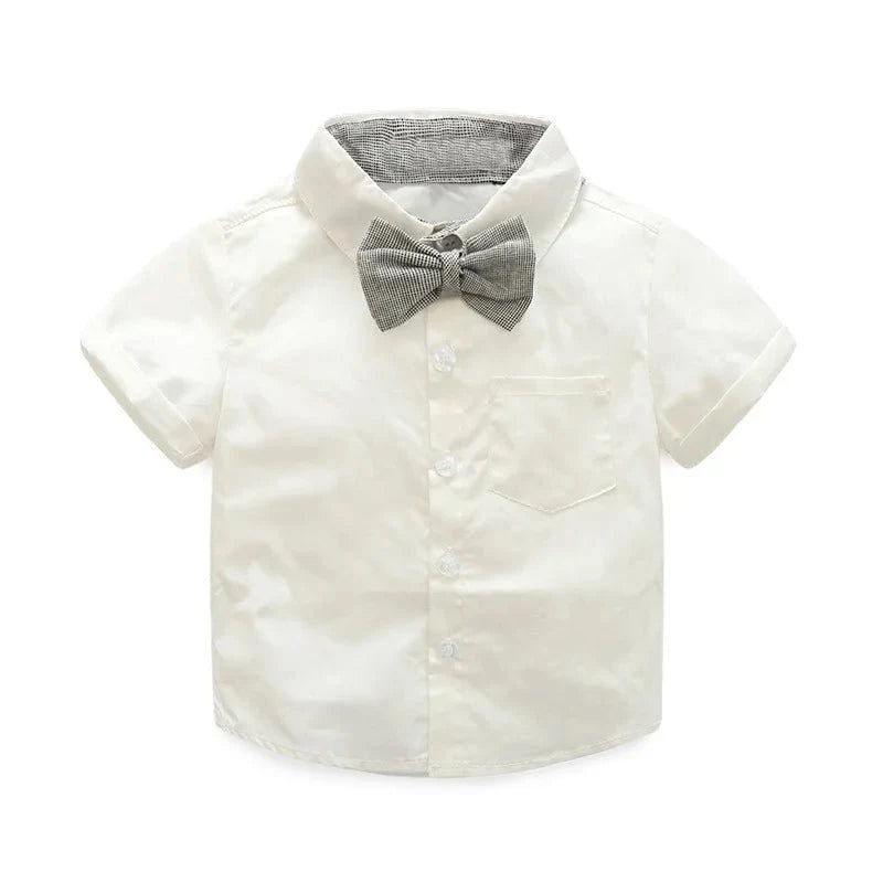 Toddler Boys Clothing Set Newborn Gentleman Suit Kids Short Sleeve Bow Tie Shirt+Suspender Shorts Casual Summer Baby Boy