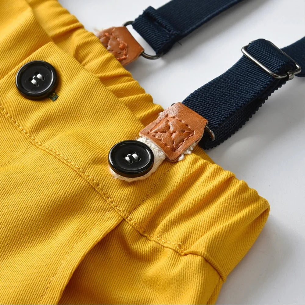 Toddler Boys Clothing Set Newborn Gentleman Suit Kids Short Sleeve Bow Tie Shirt+Suspender Shorts Casual Summer Baby Boy