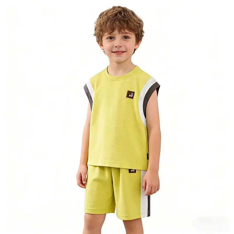 Toddler Kids Sleeveless Vest+Shorts 2PCS/Set Baby Boy Summer Casual Sport Outfit Fashion Children Clothing6-14Y - Boys