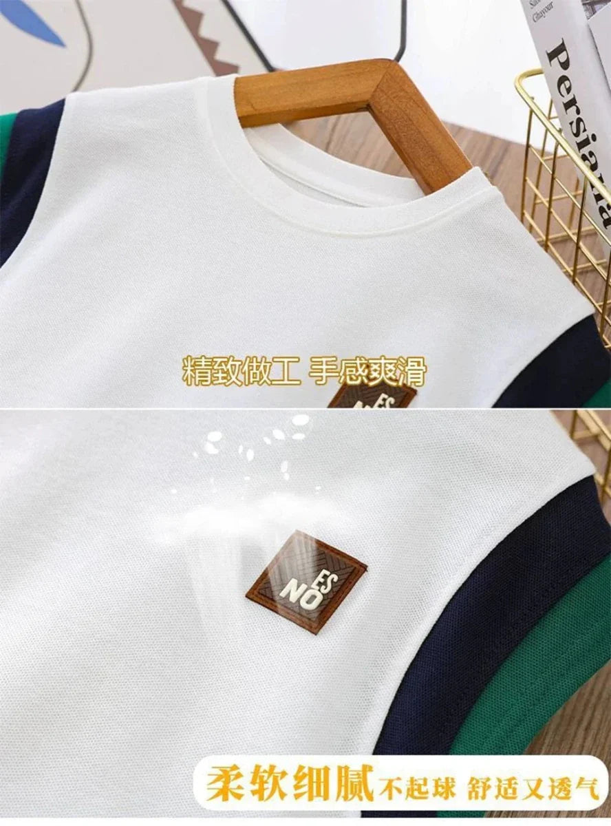 Toddler Kids Sleeveless Vest+Shorts 2PCS/Set Baby Boy Summer Casual Sport Outfit Fashion Children Clothing6-14Y - Boys